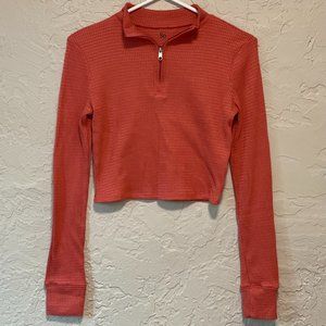 SO Long Sleeve, Quarter Zip Crop Top, Junior's Small